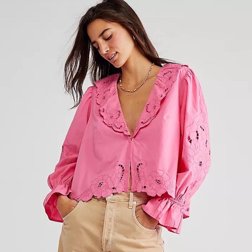 Maisie Cutwork Top Free People Gumdrop size XS